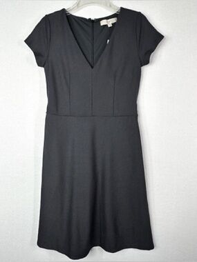 LOFT Black V-Neck Midi Dress